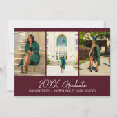 Bourgondische minimalistische fotocollage afstudee kaart (Voorkant)