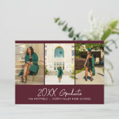 Bourgondische minimalistische fotocollage afstudee kaart (Staand voorkant)