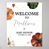 Bourgondische minimalistische herfstpompoen welkom poster (Voorkant)