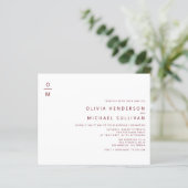 Bourgondische minimalistische monogram bruiloft ui (Staand voorkant)