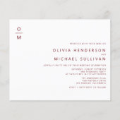 Bourgondische minimalistische monogram bruiloft ui (Voorkant)