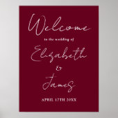 Bourgondische minimalistische script huwelijks wel poster (Voorkant)