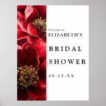 Bourgondische moderne bloemen bruidsdouche welkoms