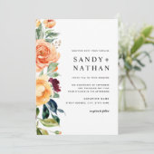 Bourgondische moderne bloemenbloesems bruiloft uit kaart (Staand voorkant)