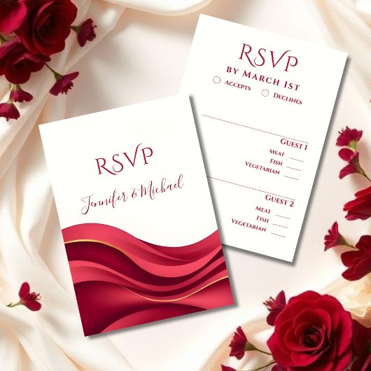 Bourgondische Moderne Bruiloft RSVP Kaartje