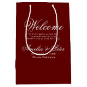 Bourgondische moderne bruiloft welkom medium cadeauzakje (Voorkant)