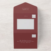 Bourgondische moderne foto bruiloft all in one uitnodiging (Buitenkant)