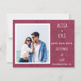 Bourgondische moderne foto save the date