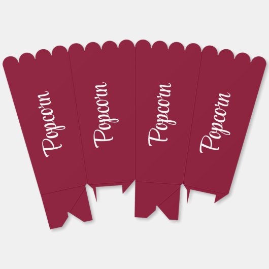 Bourgondische moderne popcorn bedankdoosjes (Ongevouwen)