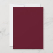 Bourgondische moderne script bruiloft bedankkaart (Achterkant)
