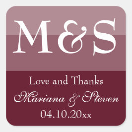 Bourgondische moderne script bruiloft vierkante sticker