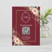 Bourgondische Monogram QR Code Huwelijks Bijlageka (Staand voorkant)