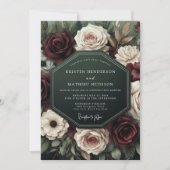 Bourgondische Moody Botanische Bruiloft Kaart (Voorkant)