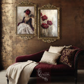 Bourgondische muze, elegant portret en bloemen tissuepapier