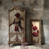 Bourgondische muze, elegant portret en bloemen tissuepapier