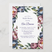 Bourgondische Navy Blush Peony Vrijgezellenfeest Kaart (Voorkant)