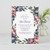 Bourgondische Navy Blush Peony Vrijgezellenfeest Kaart (Staand voorkant)