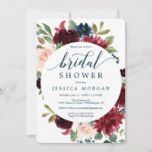 Bourgondische Navy Bridal Shower Invitation Kaart (Voorkant)