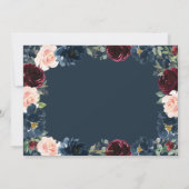 Bourgondische Navy Roze Bloem Foto Save the Date K Kaart (Achterkant)