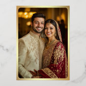 Bourgondische olifant Indiase foto bruiloft goud Folie Uitnodiging (Achterkant)