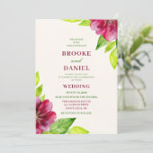 Bourgondische Open Bloom Lime Leaf Trouw Kaart (Staand voorkant)