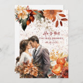 Bourgondische Oranje bruidegom bruidsparen Douche Kaart (Voorkant / Achterkant)