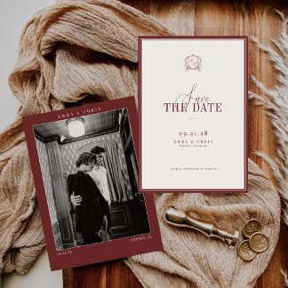 Bourgondische Oude Geld Huwelijksfoto Save The Date