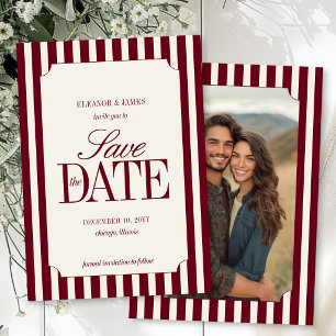 Bourgondische Oude Geld Preppy Streep Winterhuweli Save The Date