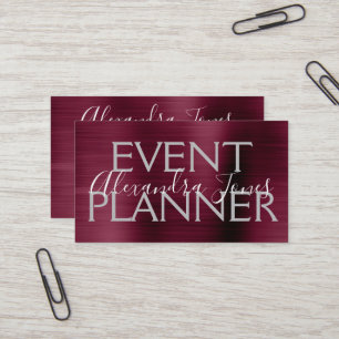 Bourgondische Paarse Brushed Metal Event Planner Visitekaartje