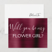 Bourgondische Paarse Elegant Bloemenmeisje Wedding Uitnodiging Briefkaart (Voorkant / Achterkant)