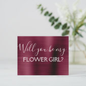 Bourgondische Paarse Elegant Bloemenmeisje Wedding Uitnodiging Briefkaart (Staand voorkant)