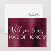 Bourgondische Paarse elegante en moderne bruidsmei Uitnodiging Briefkaart (Voorkant / Achterkant)