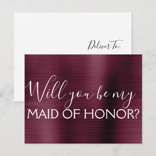 Bourgondische Paarse elegante en moderne bruidsmei Uitnodiging Briefkaart (Voorkant / Achterkant)