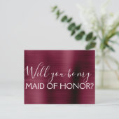 Bourgondische Paarse elegante en moderne bruidsmei Uitnodiging Briefkaart (Staand voorkant)