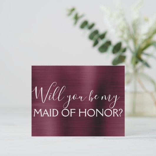 Bourgondische Paarse elegante en moderne bruidsmei Uitnodiging Briefkaart (Staand voorkant)