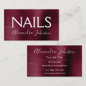 Bourgondische Paarse geborstelde metalen nagelsalo Visitekaartje (Voorkant / Achterkant)