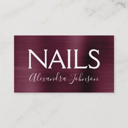Bourgondische Paarse geborstelde metalen nagelsalo Visitekaartje (Voorkant)