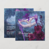 Bourgondische Paarse Masquerade Party Invitations Kaart (Voorkant / Achterkant)