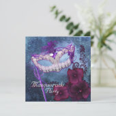 Bourgondische Paarse Masquerade Party Invitations Kaart (Staand voorkant)