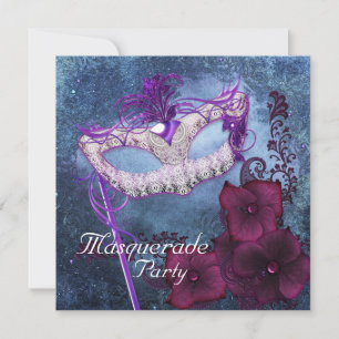 Bourgondische Paarse Masquerade Party Invitations Kaart