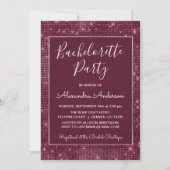 Bourgondische Paarse Sparkle Bachelorette Party Kaart (Voorkant)