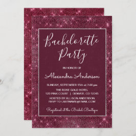 Bourgondische Paarse Sparkle Bachelorette Party Kaart