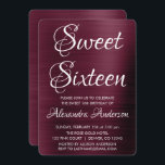Bourgondische Paarse Sweet Sixteen verjaardagsfees Kaart<br><div class="desc">Bourgogne Paarse - Cranberry Marsala Elegant en Modern Sweet Sixteen Metallic Brushed Metal Folie Party Invitation. Deze uitnodiging is perfect voor een Bourgogne Sweet 16 verjaardagsfeest op zoek naar te vieren in Cranberry en White. Overeenkomende items kunnen worden aangevraagd door contact op te nemen met de ontwerper.</div>
