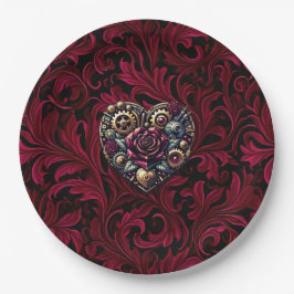 Bourgondische Paisley Stoomtech Hart Trouw Papieren Bordje