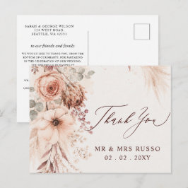 Bourgondische Pampas Bloemrijke Herfst Bruiloft Da Briefkaart