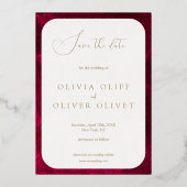 Bourgondische Passie Trouwen Bewaar de Datum Folie Uitnodiging (Achterkant)