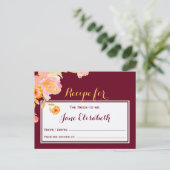 Bourgondische perzik bloemenbruid om receptenkaart briefkaart (Staand voorkant)