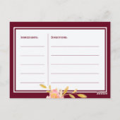 Bourgondische perzik bloemenbruid om receptenkaart briefkaart (Achterkant)