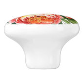 Bourgondische perzikbloemen roze pioenroos bloempa keramische knop (Zijkant)