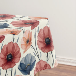 Bourgondische perziken en blauwe papaver tafelkleed